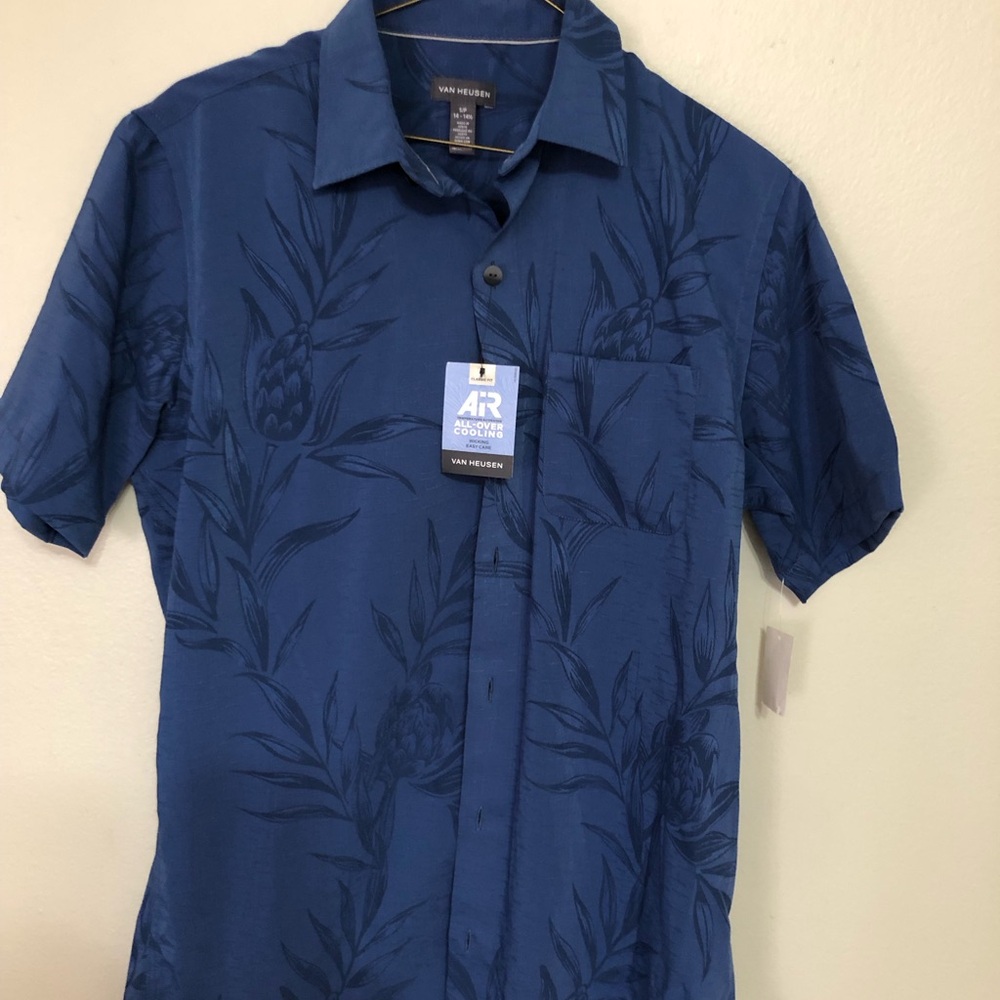 Van Heusen Men's Navy Floral Button Down Shirt